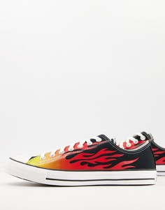 Черные кеды с принтом пламени Converse Chuck Taylor All Star Ox Archive Print Flame-Черный цвет