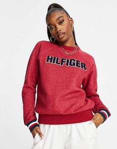 Красный свитшот из махровой ткани с логотипом Tommy Hilfiger Modern Stripe