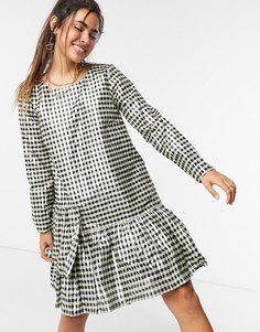Платье мини в клетку с эффектом металлик Just Female-Мульти