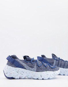 Кроссовки из легкого материала серо-синего цвета Nike Space Hippie 04-Серый