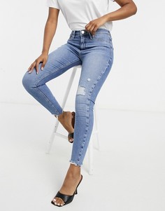 Светло-голубые зауженные джинсы с потертостями River Island Molly-Голубой