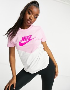 Бело-розовая футболка Nike-Розовый цвет