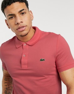 Темно-розовая приталенная футболка-поло из пике Lacoste-Розовый цвет