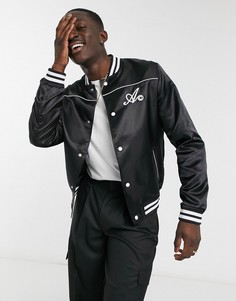 Черная университетская куртка с логотипом ASOS DESIGN-Черный цвет