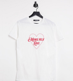 Белая футболка с надписью "More Self Love" Missguided-Белый