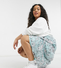 Ярусная юбка миди с принтом Simply Be-Белый