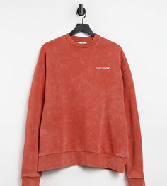 Оранжевый oversized-свитшот с эффектом кислотной стирки COLLUSION Unisex-Красный
