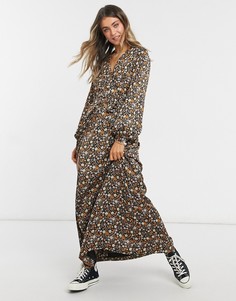 Платье макси с запахом и ярким цветочным принтом Maison Scotch-Многоцветный
