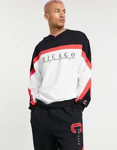 Свитшот в стиле oversized с принтом «Chicago» и цветными выбеленными вставками в стиле ретро от комплекта ASOS DESIGN-Черный цвет