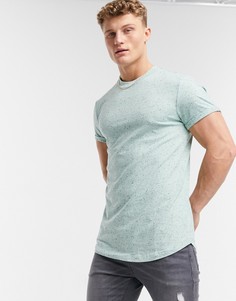 Светло-зеленая меланжевая футболка с отворотами на рукавах ASOS DESIGN-Зеленый цвет