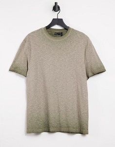 Бежевая плотная футболка пигментного окрашивания ASOS DESIGN-Бежевый
