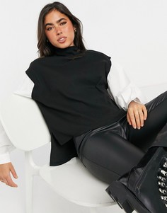Черный свитшот с высоким воротником и ткаными рукавами Vero Moda-Многоцветный