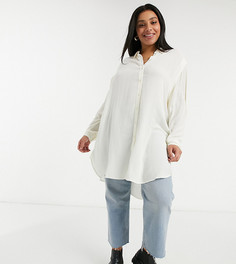 Белая удлиненная рубашка Vero Moda Curve-Кремовый