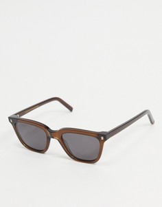 Квадратные солнцезащитные очки унисекс в темно-коричневой оправе Monokel Eyewear Robotnik-Черный цвет