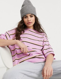 Сиреневая футболка в стиле super oversized в желтую и черную полоску ASOS DESIGN-Многоцветный