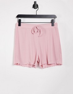 Розовые шорты в рубчик In The Style-Розовый цвет