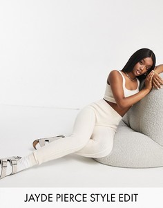 Кремовые трикотажные леггинсы для дома с декоративными швами ASOS DESIGN (от комплекта)-Кремовый
