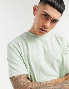 Зеленая выбеленная футболка свободного кроя из плотного меланжевого трикотажа ASOS DESIGN-Зеленый цвет