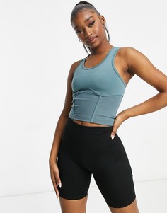 Облегающая майка с контурными швами ASOS 4505-Зеленый цвет