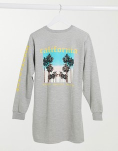Серое платье-свитер в стиле oversize с принтом "California" I Saw It First-Серый