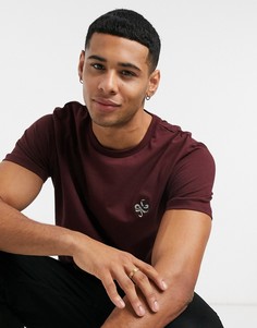 Бордовая футболка с вышивкой змеи Burton Menswear-Красный