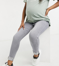 Серые зауженные джинсы с посадкой поверх живота River Island Maternity-Серый