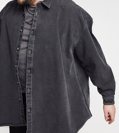 Серая джинсовая oversized-рубашка с контрастной строчкой ASOS DESIGN Plus-Серый