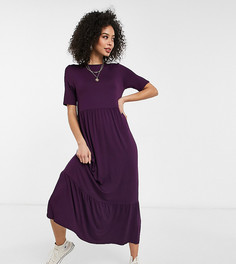 Темно-фиолетовое ярусное свободное платье-футболка ASOS DESIGN Tall-Сиреневый