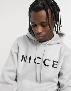 Серый худи с логотипом на груди Nicce