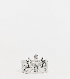 Серебристое кольцо с отделкой в виде пламени и креста Reclaimed Vintage Inspired-Серебристый