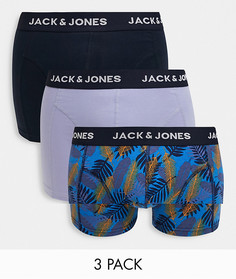 Комплект из 3 синих боксеров-брифов Jack & Jones-Голубой