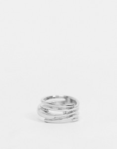 Серебристое кольцо с крупными ребрами ASOS DESIGN-Серебристый