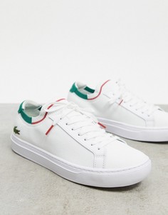 Белые кроссовки с трикотажным верхом и зелеными вставками Lacoste-Белый