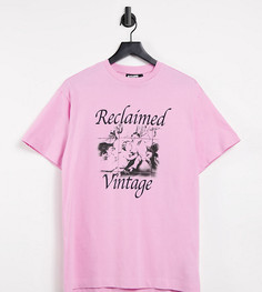 Розовая выбеленная футболка с принтом херувима Reclaimed Vintage Inspired-Розовый цвет