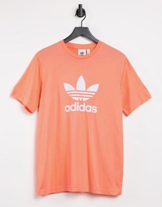 Оранжевая футболка с логотипом adidas Originals-Оранжевый цвет
