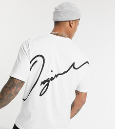 Oversized-футболка с белым принтом логотипа на спине Jack & Jones Originals – эксклюзивно для ASOS-Бежевый