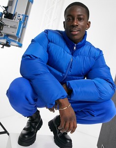 Укороченный пуховик синего кобальтового цвета ASOS DESIGN-Голубой