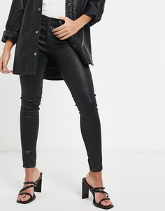 Черные зауженные джинсы с имитацией кожи AG Jeans-Черный цвет