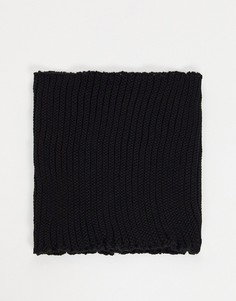 Черный вязаный шарф-снуд в рубчик ASOS DESIGN-Черный цвет