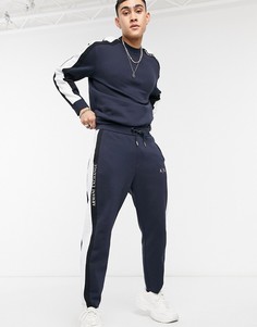 Темно-синие джоггеры в стиле casual со вставками Armani Exchange-Темно-синий
