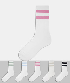 Набор из пяти пар белых носков с рисунком New Look-Белый