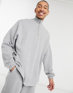 Спортивный костюм серого цвета в стиле oversized с короткой молнией и джоггерами ASOS DESIGN-Серый