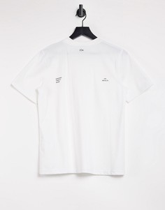 Белая футболка с мини-надписью на спине Lacoste-Белый