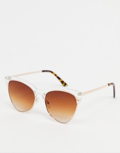 Белые солнцезащитные очки "кошачий глаз" в прозрачной белой оправе AJ Morgan-Прозрачный