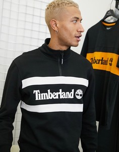 Черный свитшот на короткой молнии с логотипом Timberland