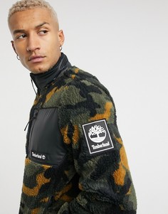 Зеленая флисовая куртка из искусственного меха с камуфляжным принтом Timberland-Зеленый
