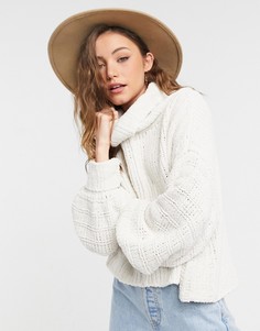 Кремовый джемпер с воротником-стойкой и объемными рукавами Free People Be Yours
