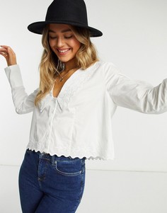 Белая блузка с воротником Free People Janie-Кремовый