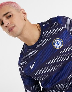 Синяя футболка с принтом Nike Football Chelsea pre match-Синий