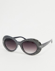 Черные овальные солнцезащитные очки с блестками и розовыми стеклами AJ Morgan-Черный цвет